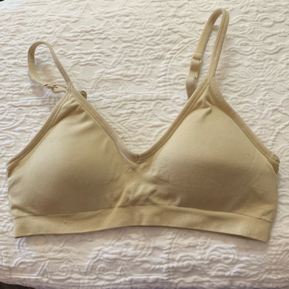 CARAMEL CANTINA BRA NUDE/BEIGE WITH PADS SZ S/M ADJUSTABLE STRAPS KNIT